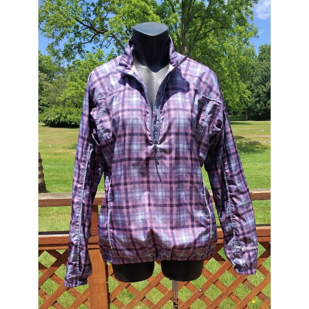 Sunice Purple & Gray Plaid Quarter Zip Pullover Weather Windbreaker Size Medium - Picture 4 of 14